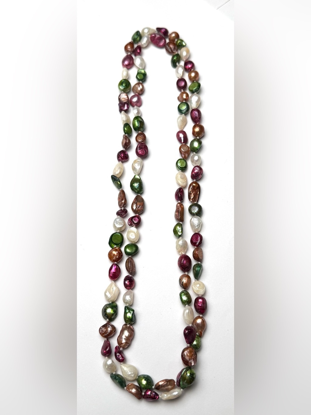 Freshwater natural uncultured dyed pearl necklace